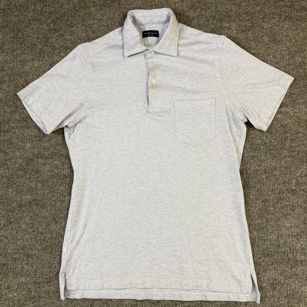 Proper Cloth Polo Shirt Men Small Light Blue Tencel Cotton Stretch Pocket Preppy